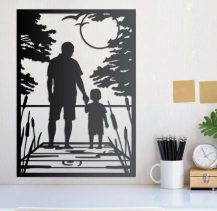 Son with Granpaa Design Wall Art Cutout Decorations for Bedroom Living Room Farmhouse Home Decor